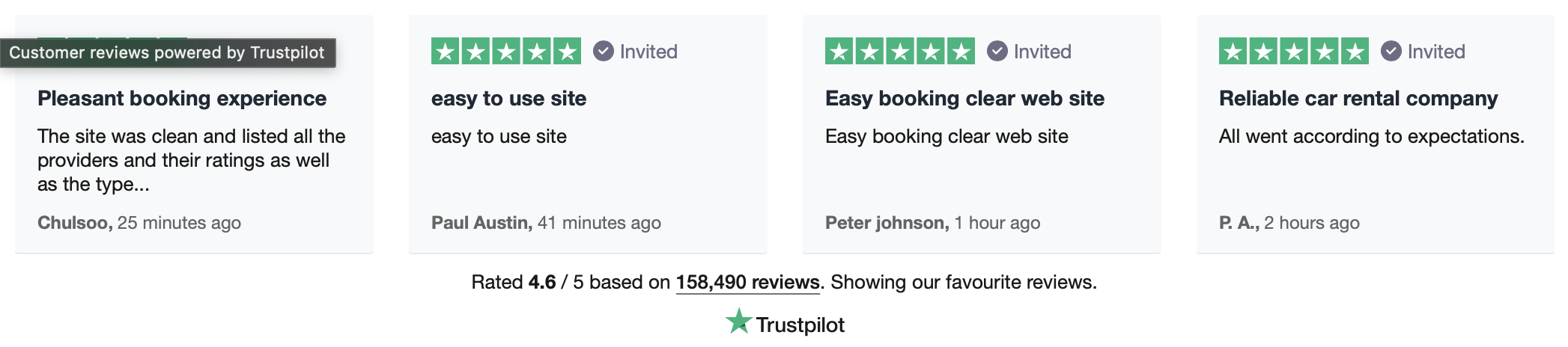 DiscoverCards - Trustpilot ratings